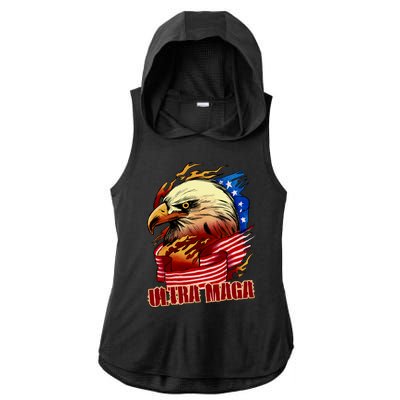 Ultra MAGA Bald Eagle Anti Biden Trump 2024 USA America Ladies PosiCharge Tri-Blend Wicking Draft Hoodie Tank