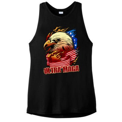 Ultra MAGA Bald Eagle Anti Biden Trump 2024 USA America Ladies PosiCharge Tri-Blend Wicking Tank