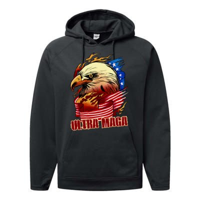 Ultra MAGA Bald Eagle Anti Biden Trump 2024 USA America Performance Fleece Hoodie