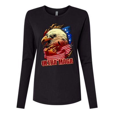 Ultra MAGA Bald Eagle Anti Biden Trump 2024 USA America Womens Cotton Relaxed Long Sleeve T-Shirt