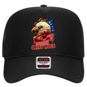 Ultra MAGA Bald Eagle Anti Biden Trump 2024 USA America High Crown Mesh Back Trucker Hat