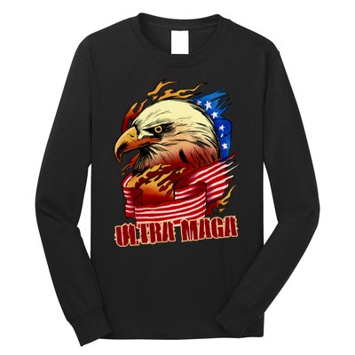 Ultra MAGA Bald Eagle Anti Biden Trump 2024 USA America Long Sleeve Shirt