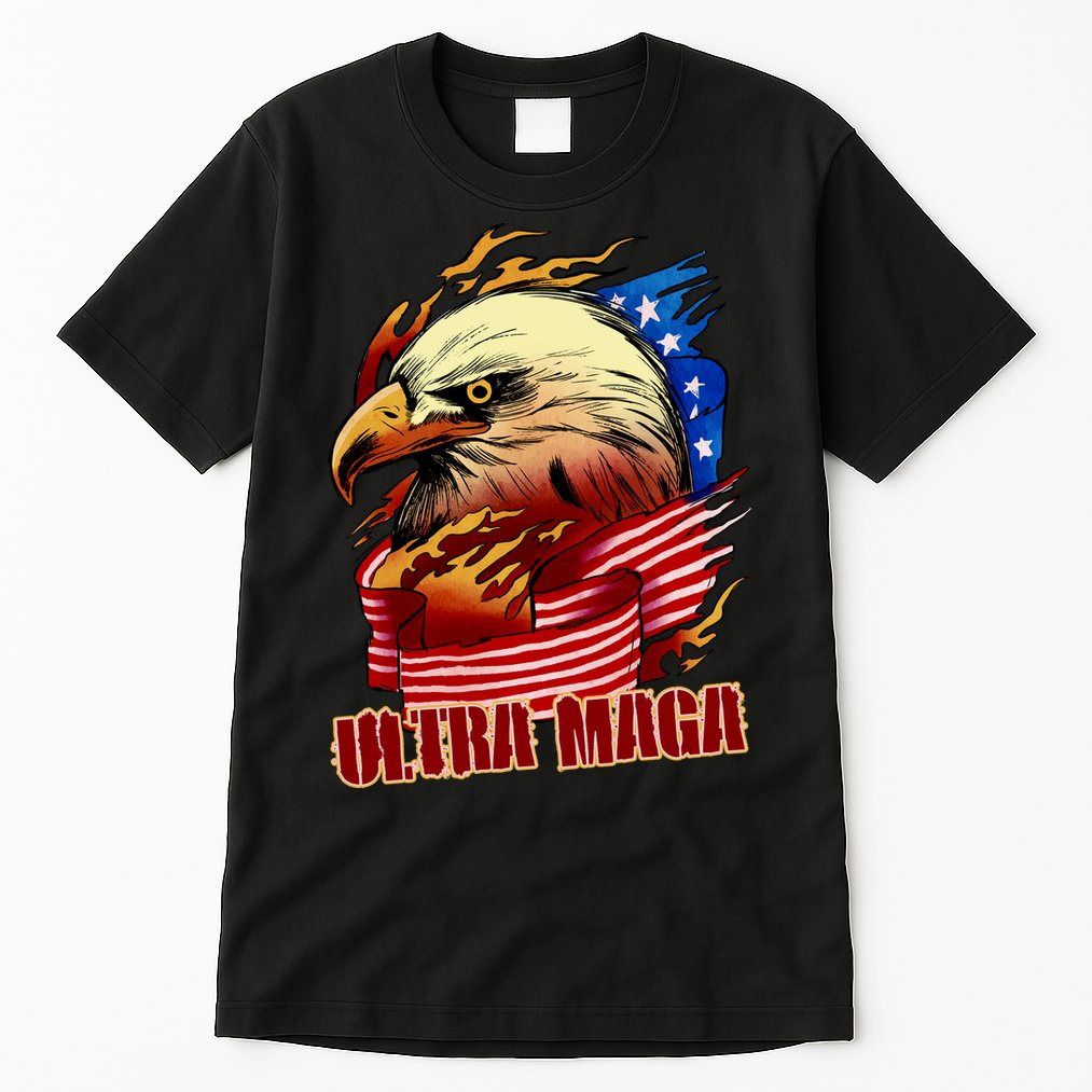 Ultra MAGA Bald Eagle Anti Biden Trump 2024 USA America Tall T-Shirt