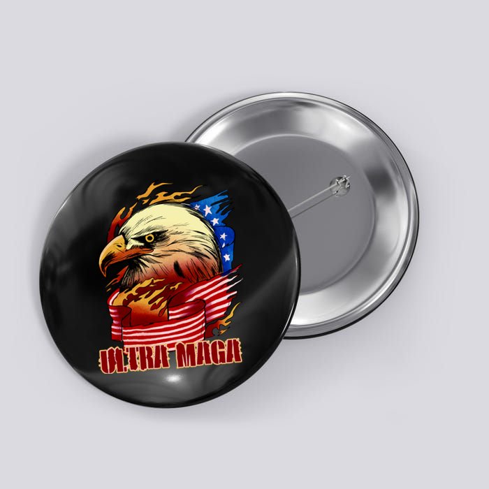 Ultra MAGA Bald Eagle Anti Biden Trump 2024 USA America Button