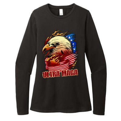 Ultra MAGA Bald Eagle Anti Biden Trump 2024 USA America Womens CVC Long Sleeve Shirt