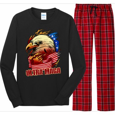 Ultra MAGA Bald Eagle Anti Biden Trump 2024 USA America Long Sleeve Pajama Set