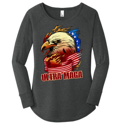 Ultra MAGA Bald Eagle Anti Biden Trump 2024 USA America Women's Perfect Tri Tunic Long Sleeve Shirt