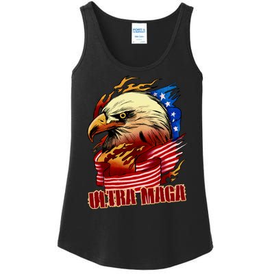 Ultra MAGA Bald Eagle Anti Biden Trump 2024 USA America Ladies Essential Tank