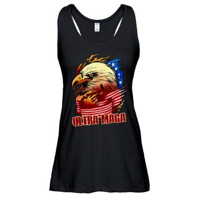 Ultra MAGA Bald Eagle Anti Biden Trump 2024 USA America Ladies Essential Flowy Tank