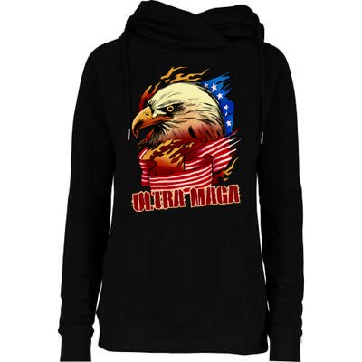 Ultra MAGA Bald Eagle Anti Biden Trump 2024 USA America Womens Funnel Neck Pullover Hood