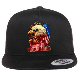 Ultra MAGA Bald Eagle Anti Biden Trump 2024 USA America Flat Bill Trucker Hat