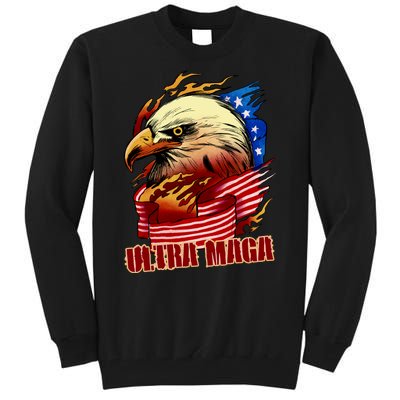 Ultra MAGA Bald Eagle Anti Biden Trump 2024 USA America Tall Sweatshirt