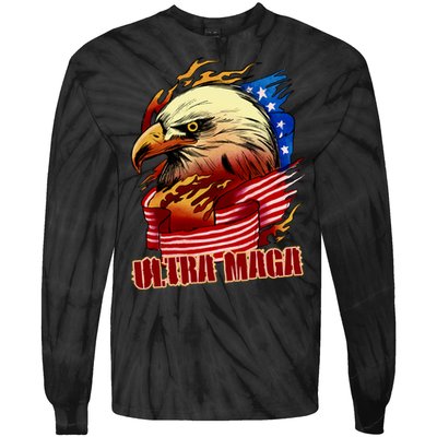 Ultra MAGA Bald Eagle Anti Biden Trump 2024 USA America Tie-Dye Long Sleeve Shirt