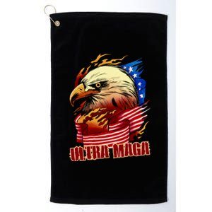 Ultra MAGA Bald Eagle Anti Biden Trump 2024 USA America Platinum Collection Golf Towel