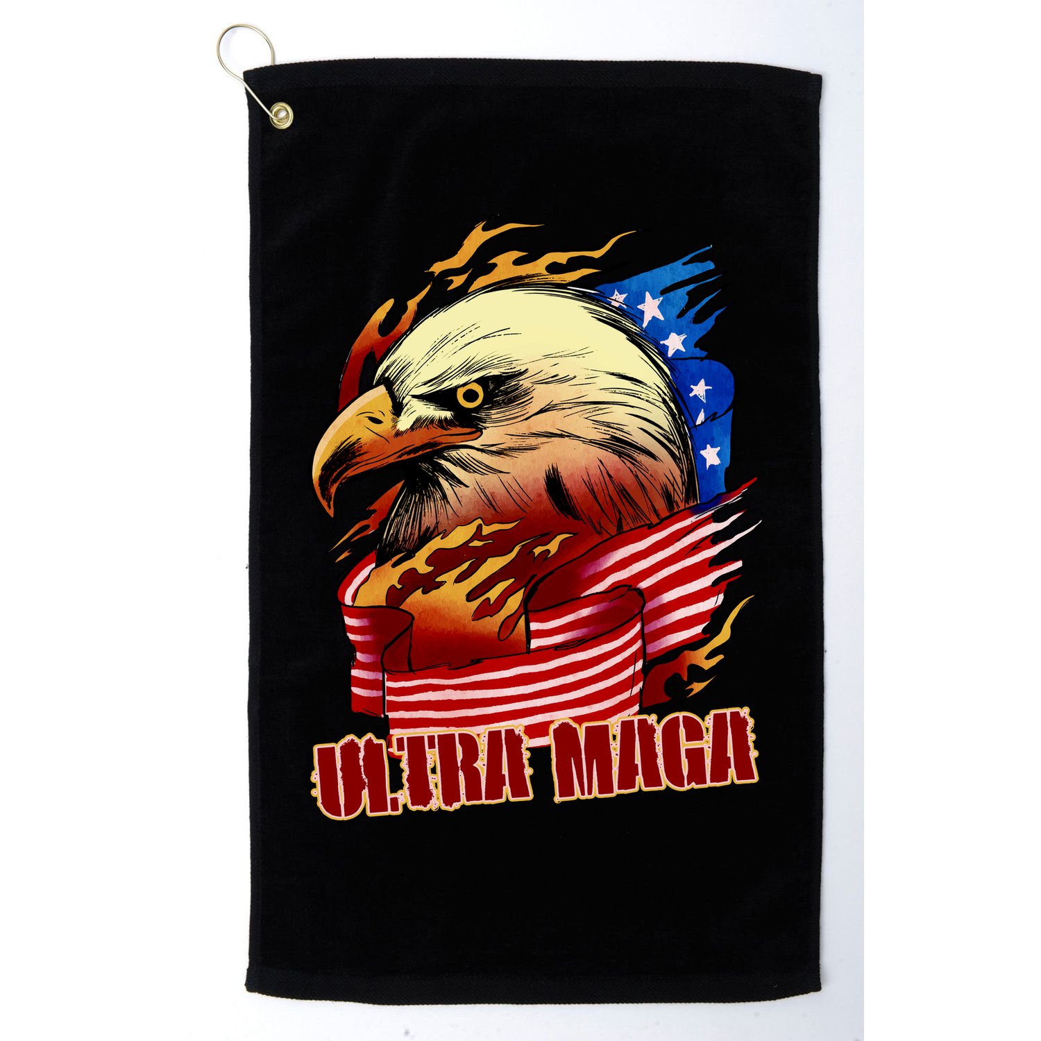 Ultra MAGA Bald Eagle Anti Biden Trump 2024 USA America Golf Towel