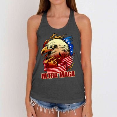 Ultra MAGA Bald Eagle Anti Biden Trump 2024 USA America Women's Knotted Racerback Tank