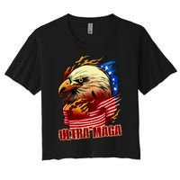 Ultra MAGA Bald Eagle Anti Biden Trump 2024 USA America Women's Crop Top Tee