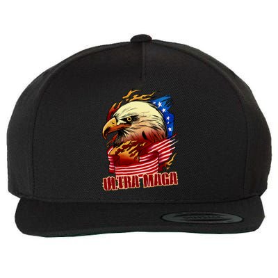 Ultra MAGA Bald Eagle Anti Biden Trump 2024 USA America Wool Snapback Cap