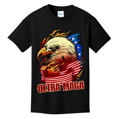 Ultra MAGA Bald Eagle Anti Biden Trump 2024 USA America Kids T-Shirt