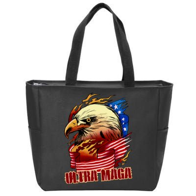 Ultra MAGA Bald Eagle Anti Biden Trump 2024 USA America Zip Tote Bag