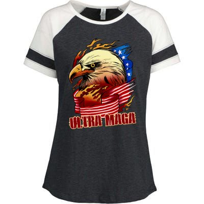 Ultra MAGA Bald Eagle Anti Biden Trump 2024 USA America Enza Ladies Jersey Colorblock Tee