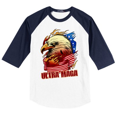 Ultra MAGA Bald Eagle Anti Biden Trump 2024 USA America Baseball Sleeve Shirt