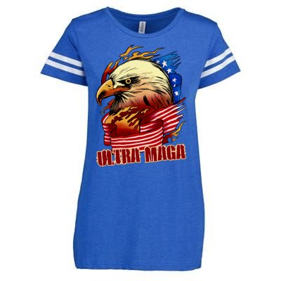 Ultra MAGA Bald Eagle Anti Biden Trump 2024 USA America Enza Ladies Jersey Football T-Shirt