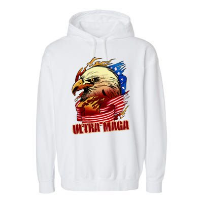 Ultra MAGA Bald Eagle Anti Biden Trump 2024 USA America Garment-Dyed Fleece Hoodie