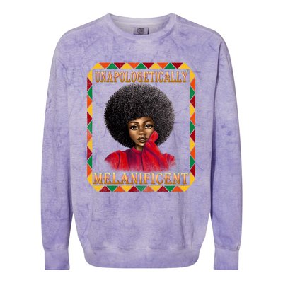 Unapologetically Melanificent Black History Black Magic Gift Colorblast Crewneck Sweatshirt