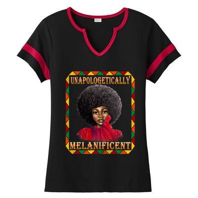 Unapologetically Melanificent Black History Black Magic Gift Ladies Halftime Notch Neck Tee