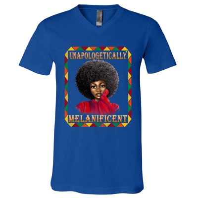 Unapologetically Melanificent Black History Black Magic Gift V-Neck T-Shirt