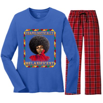 Unapologetically Melanificent Black History Black Magic Gift Women's Long Sleeve Flannel Pajama Set 