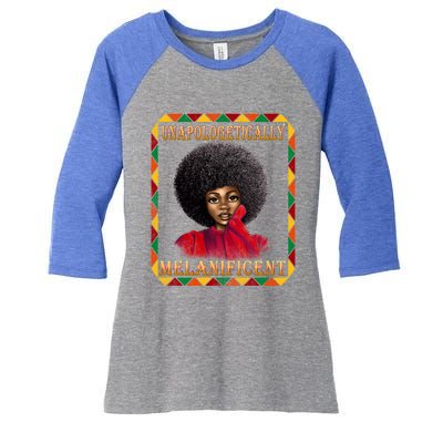 Unapologetically Melanificent Black History Black Magic Gift Women's Tri-Blend 3/4-Sleeve Raglan Shirt