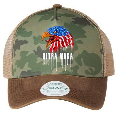 Ultra MAGA Bald Eagle Bloody Splatter Trump 2024 Anti Biden Legacy Tie Dye Trucker Hat