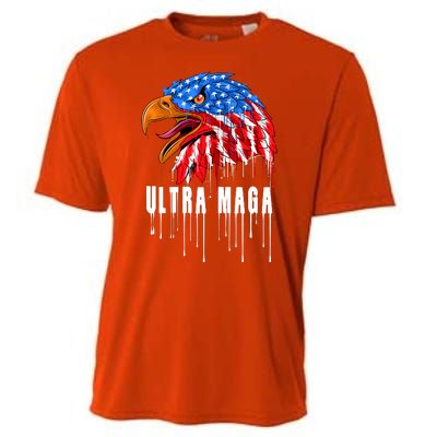 Ultra MAGA Bald Eagle Bloody Splatter Trump 2024 Anti Biden Cooling Performance Crew T-Shirt