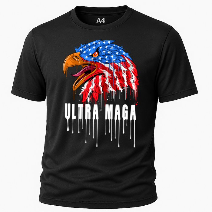Ultra MAGA Bald Eagle Bloody Splatter Trump 2024 Anti Biden Performance Shirt
