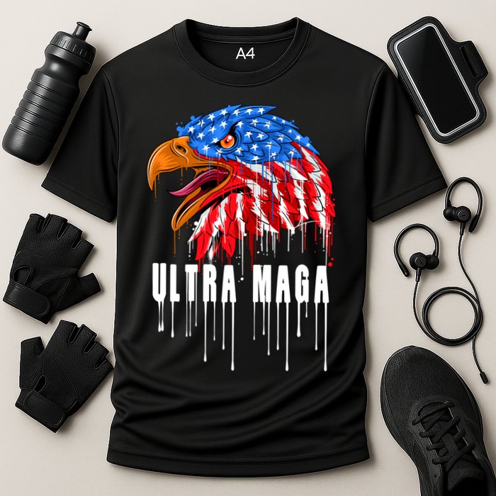 Ultra MAGA Bald Eagle Bloody Splatter Trump 2024 Anti Biden Performance Shirt