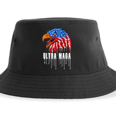 Ultra MAGA Bald Eagle Bloody Splatter Trump 2024 Anti Biden Sustainable Bucket Hat
