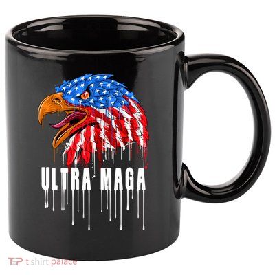 Ultra MAGA Bald Eagle Bloody Splatter Trump 2024 Anti Biden 11oz C Handle Ceramic Mug