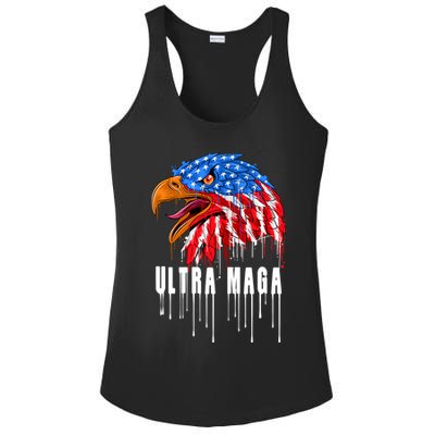 Ultra MAGA Bald Eagle Bloody Splatter Trump 2024 Anti Biden Ladies PosiCharge Competitor Racerback Tank