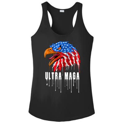 Ultra MAGA Bald Eagle Bloody Splatter Trump 2024 Anti Biden Ladies PosiCharge Competitor Racerback Tank