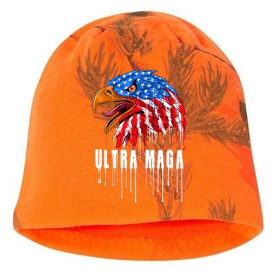 Ultra MAGA Bald Eagle Bloody Splatter Trump 2024 Anti Biden Kati - Camo Knit Beanie