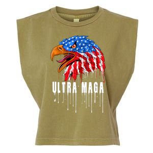 Ultra MAGA Bald Eagle Bloody Splatter Trump 2024 Anti Biden Garment-Dyed Women's Muscle Tee