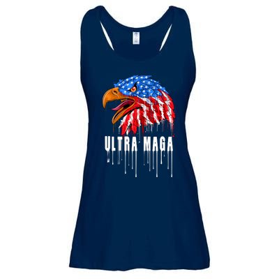 Ultra MAGA Bald Eagle Bloody Splatter Trump 2024 Anti Biden Ladies Essential Flowy Tank