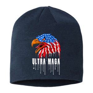 Ultra MAGA Bald Eagle Bloody Splatter Trump 2024 Anti Biden Sustainable Beanie