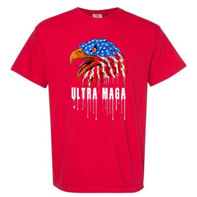 Ultra MAGA Bald Eagle Bloody Splatter Trump 2024 Anti Biden Garment-Dyed Heavyweight T-Shirt