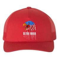 Ultra MAGA Bald Eagle Bloody Splatter Trump 2024 Anti Biden Yupoong Adult 5-Panel Trucker Hat