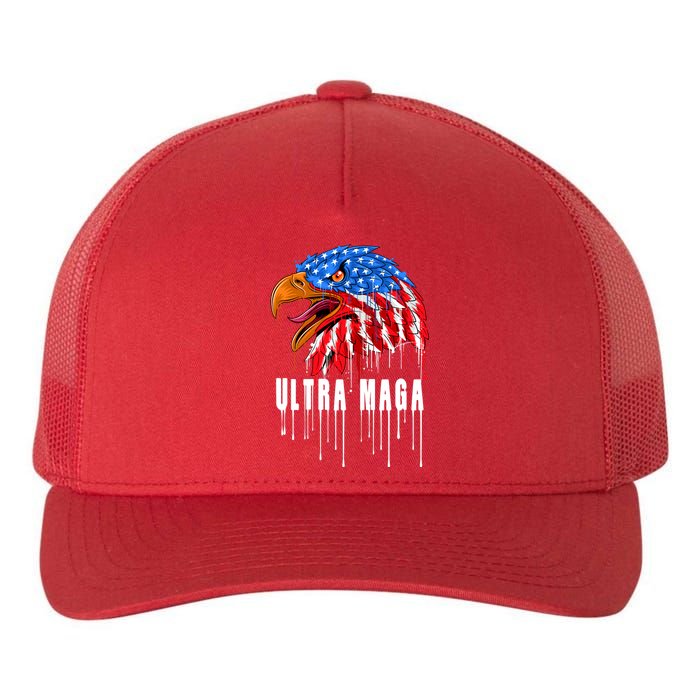 Ultra MAGA Bald Eagle Bloody Splatter Trump 2024 Anti Biden Yupoong Adult 5-Panel Trucker Hat