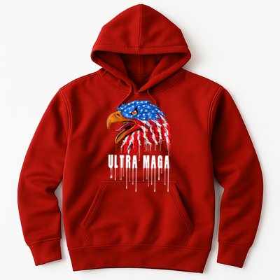 Ultra MAGA Bald Eagle Bloody Splatter Trump 2024 Anti Biden Hoodie