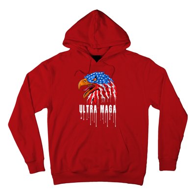 Ultra MAGA Bald Eagle Bloody Splatter Trump 2024 Anti Biden Hoodie